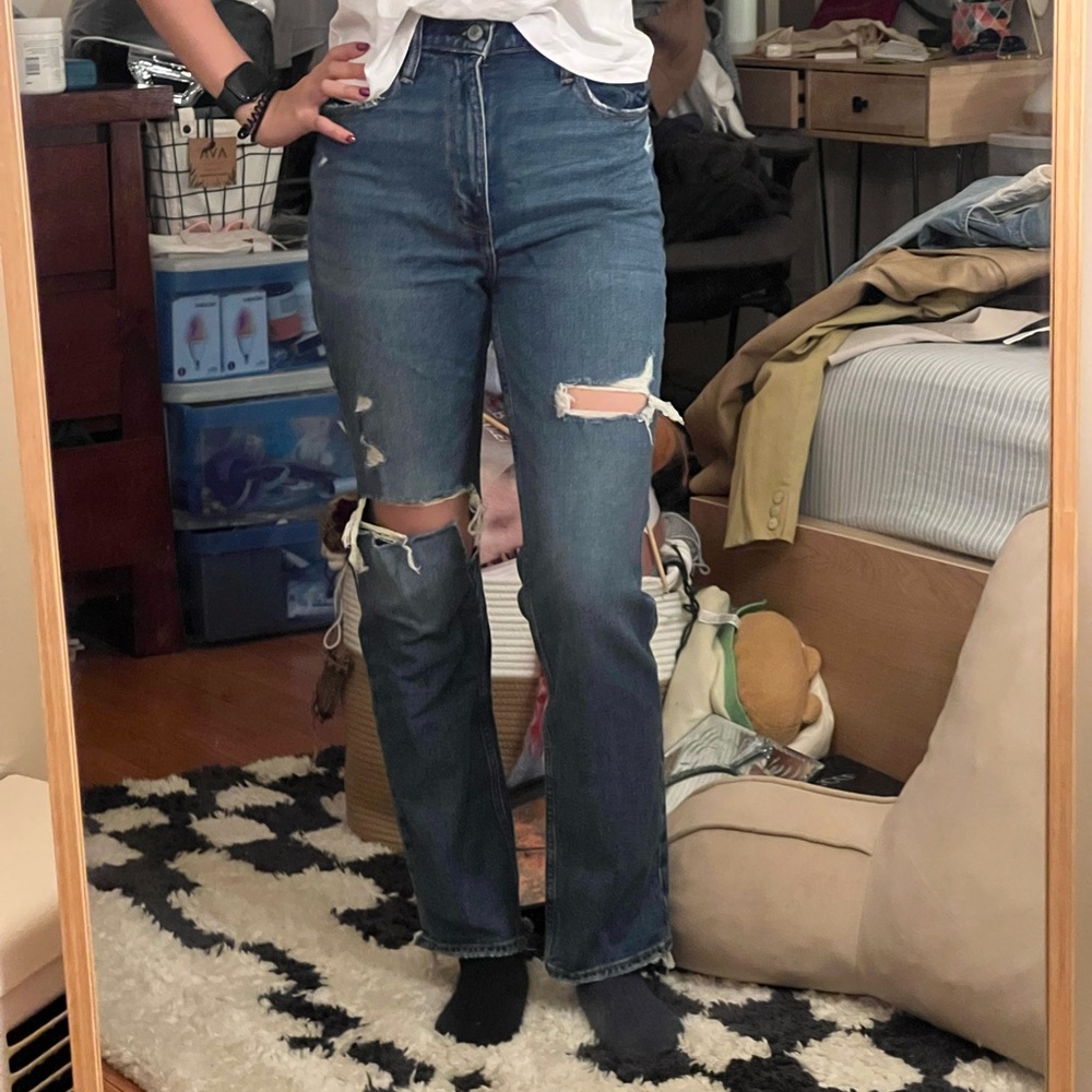 Women's Blue Distressed Jeans